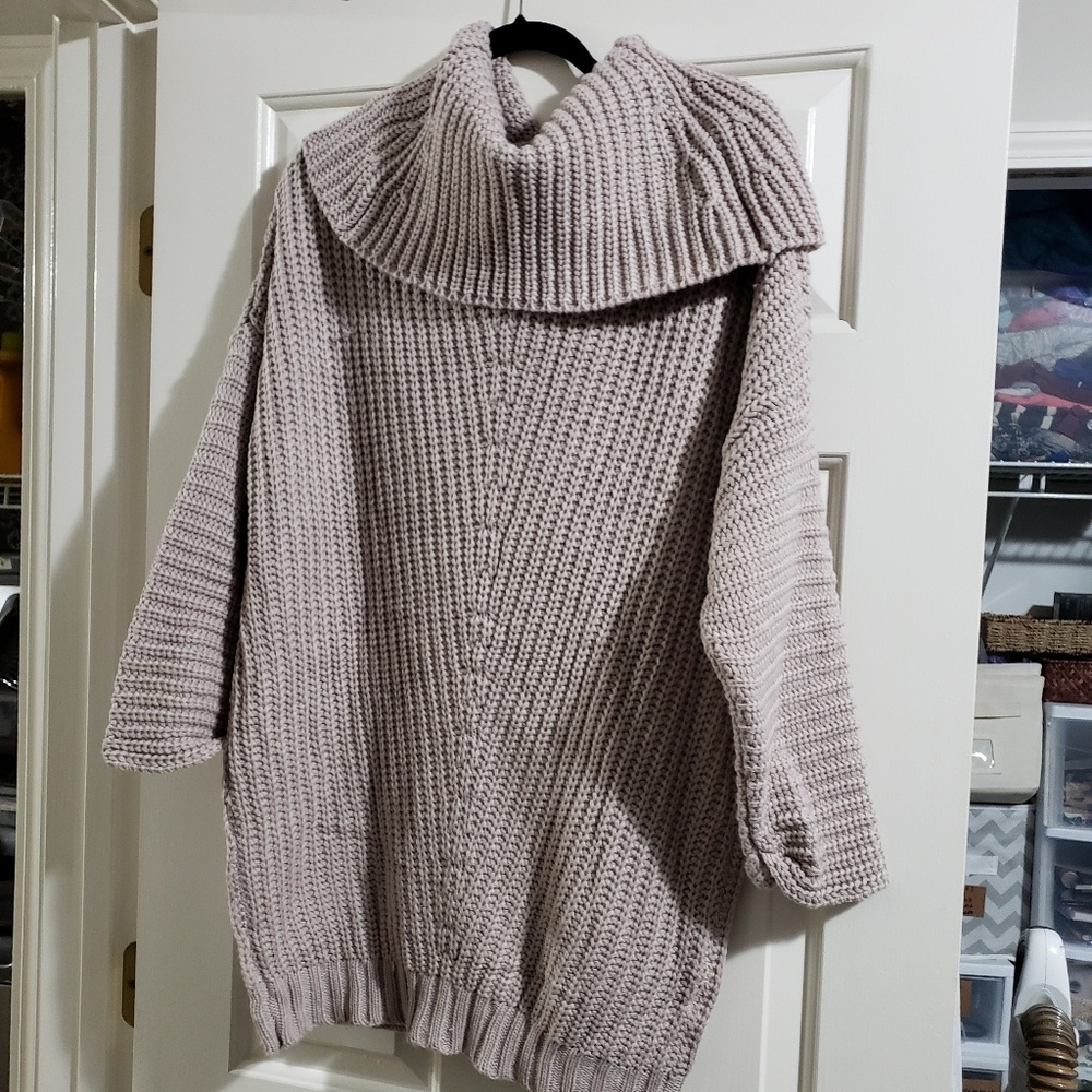 Taupe baggy cowl neck sweater